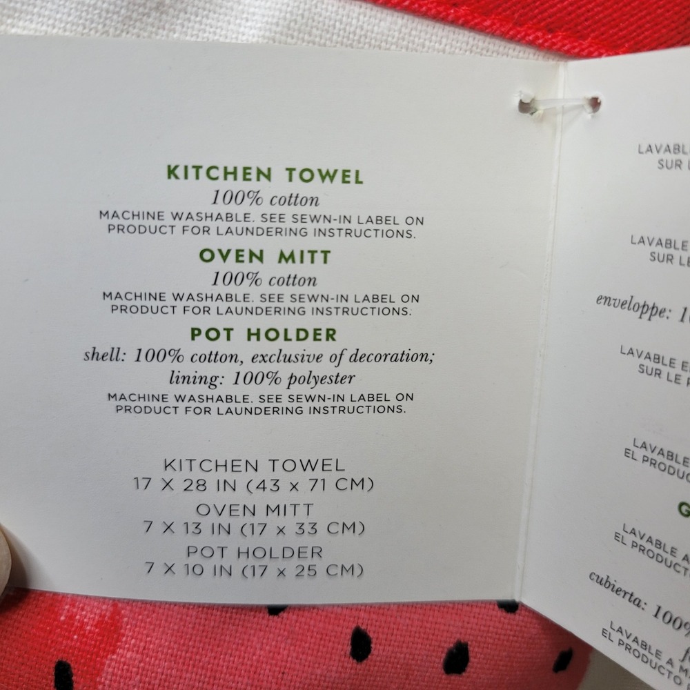 Kate Spade New York Strawberry‎ 3 Piece Kitchen Set Red White Gingham New - Picture 3 of 7